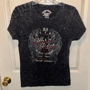 HARD ROCK GUITAR Co Short Sleeve Embellishments Top. Sz M.